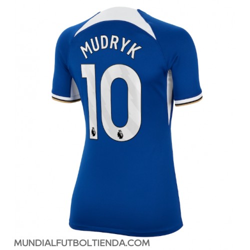 Camiseta Chelsea Mykhailo Mudryk #10 Primera Equipación Replica 2023-24 para mujer mangas cortas